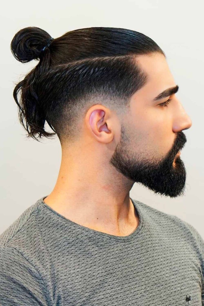Mid Fade with a Man Bun